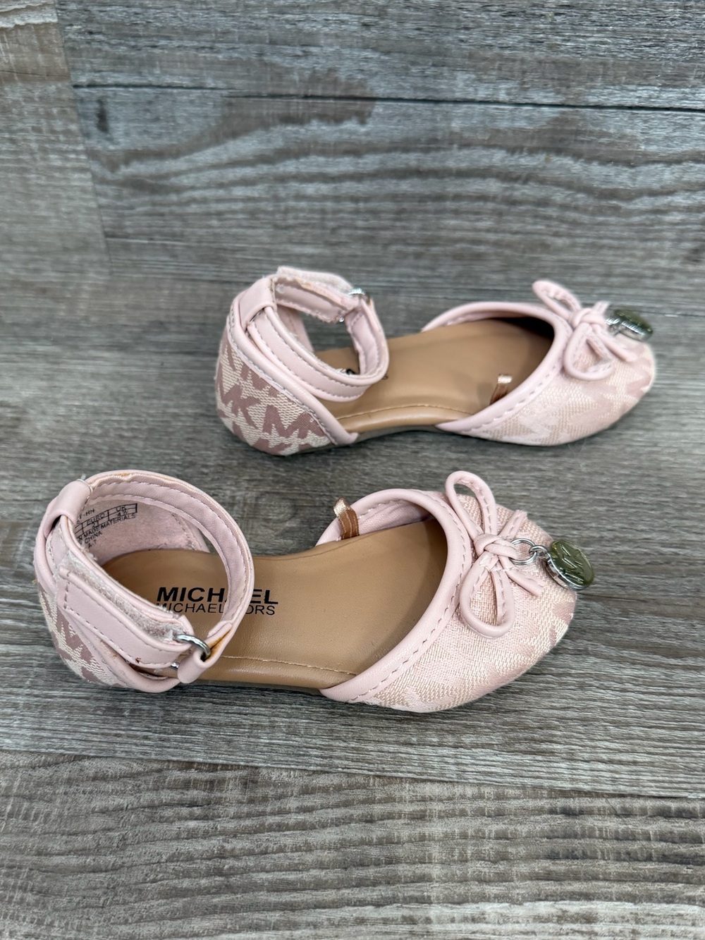 Michael Kors Girls' Light Pink Bow Ankle-Strap Flats toddler size 5 NWNT